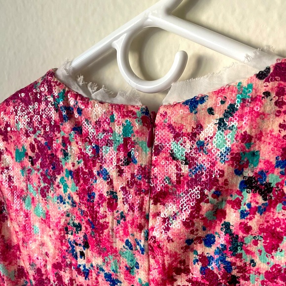 RACHEL ZOE “Lili” Pink Sequin Chiffon-trimmed Crepe Mini Dress - Picture 9 of 12